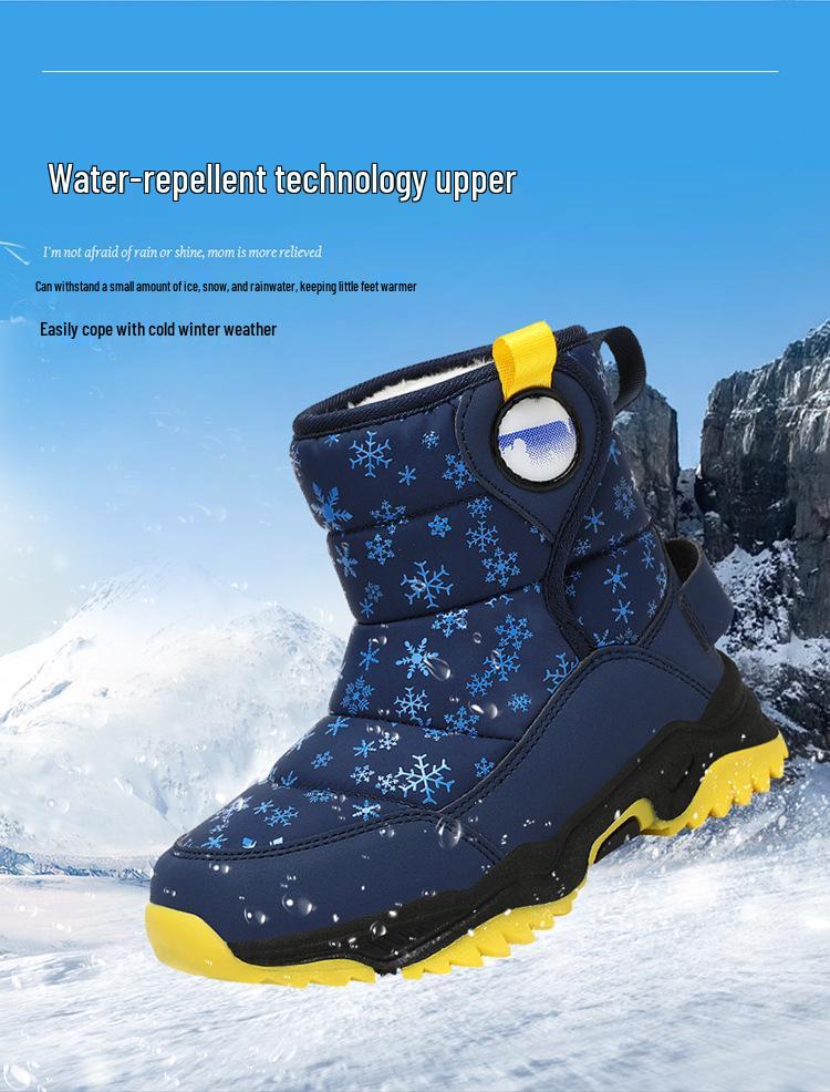 Kids' Mid-Calf Snow Boots: Warm, Thick, Plus-Velvet Winter Style for Boys & Girls
