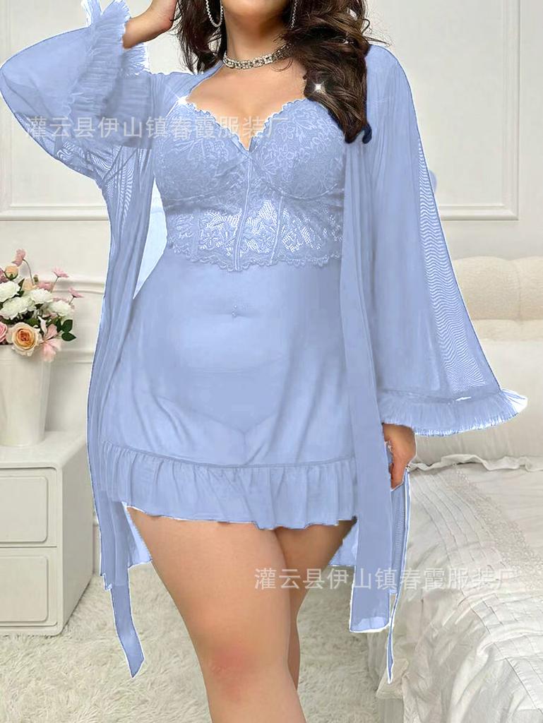 New, Sexy Lace Lace Lingerie Set Mesh Large Size Sexy Pajamas Thin Women