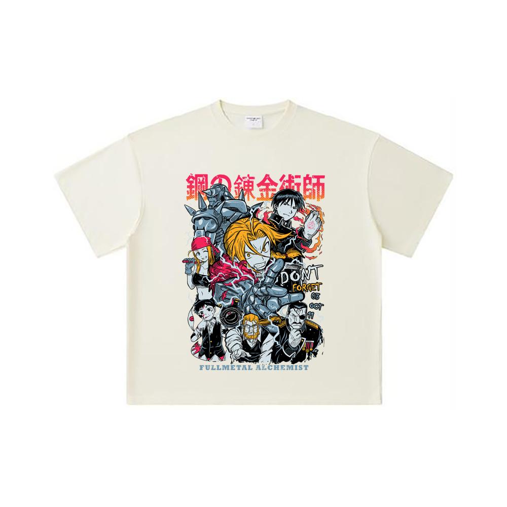 260 GSM Double Yarn 32 Count 100% Cotton Fullmetal Alchemist V1 Print Unisex Heavy Cotton T Shirt