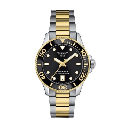 Tissot Seastar 1000 36mm Bracelet with Black Dial, Officially Imported, Women's Watch, T1202102205100