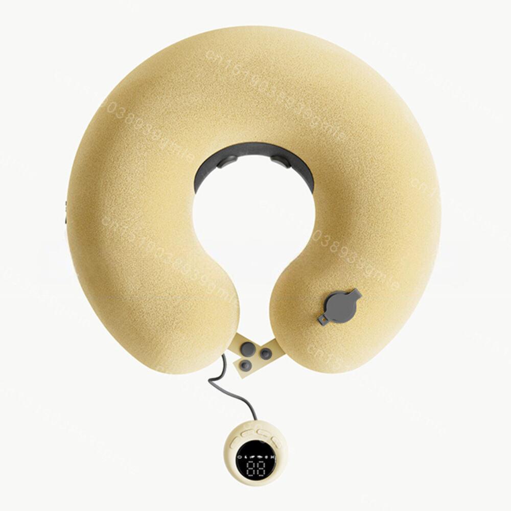 

Travel Neck Muscle Electric Massager Pillow Electric Neck Massager with Heat Vibration Kneading Shiatsu Massage U Shaped Pillow жёлтый