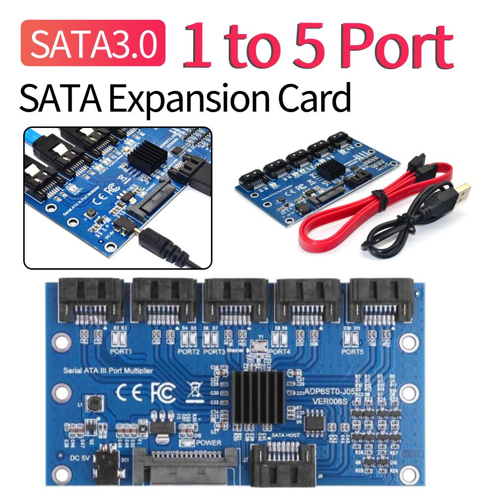 

1-5-портова карта-розширювач SATA Riser SATA3.0 Материнська плата 6 Гбіт/с Множник JMB575 Адаптер карти-розширювача SATA-порту Аксесуари для ПК China Mainland
