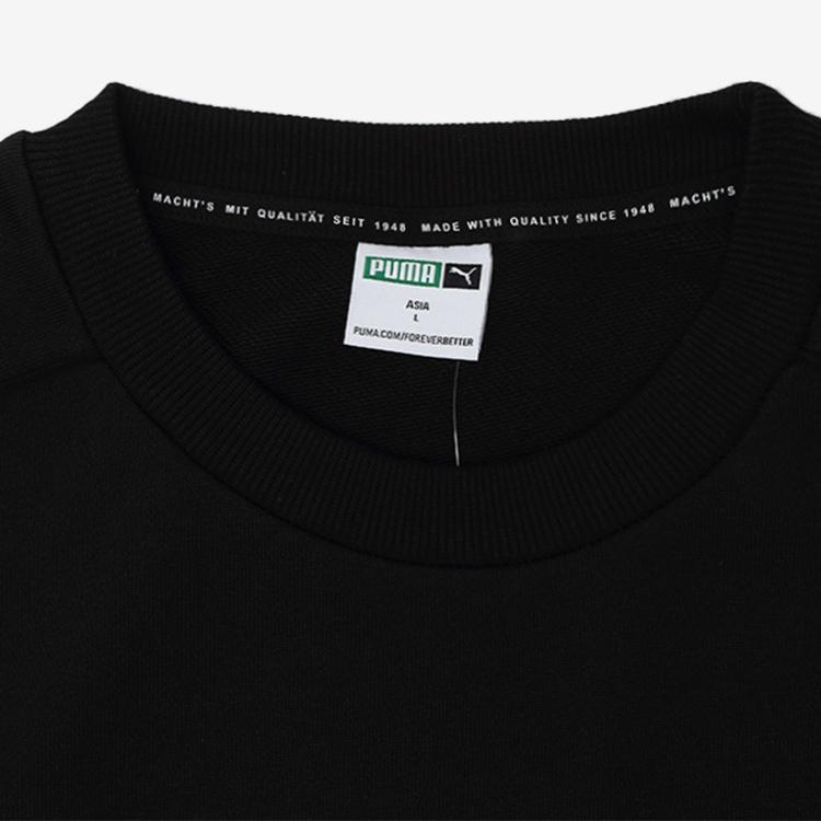 Puma Logo Print Crew Neck Long Sleeve Sweatshirt Unisex Tops Black 534515-01