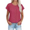 Women's Loose-Fit Short-Sleeve -Color -Neck Drop-Shoulder Casual Top
