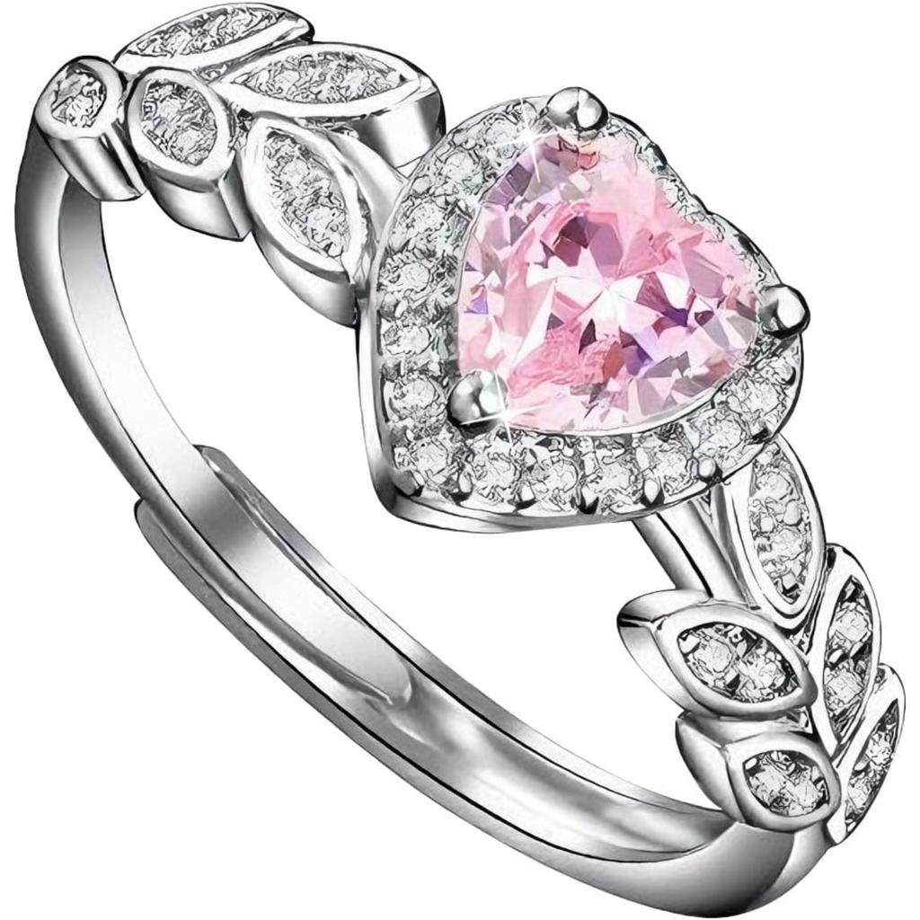 Beautiful pink heart ring, adjustable opening size ring for women, adjustable ring jewelry, the best birthday and Christmas gift.