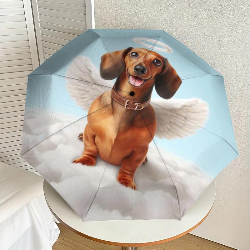 1pc Angel Dog in Heaven Umbrella with Plastic Handle,Suitable for All Seasons Home Travel Outdoor UmbrellaDD1754
