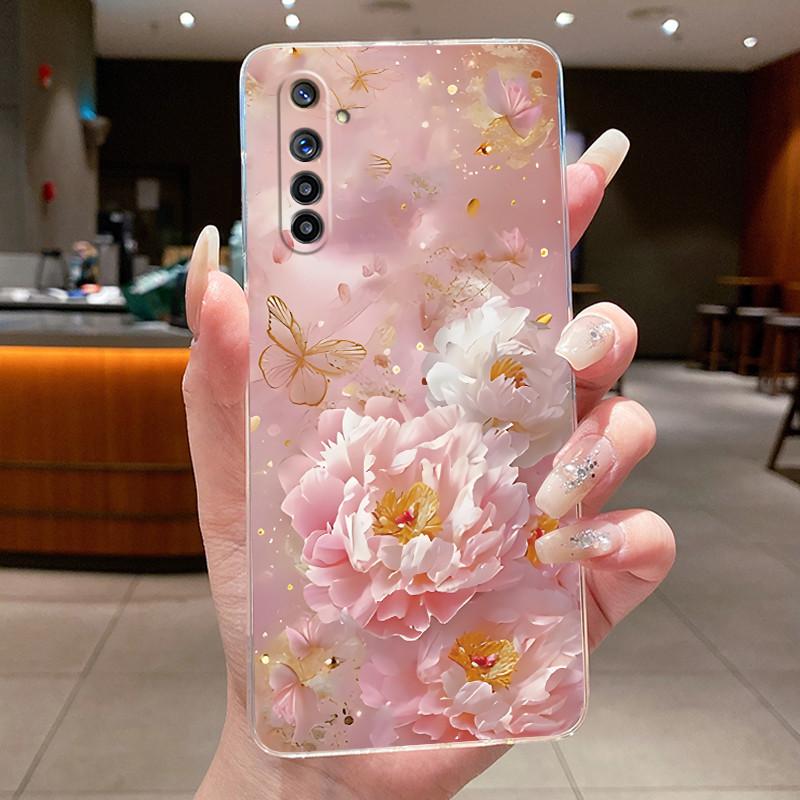 Coque Pour Realme 6 6i 6s 6 Pro Fleur Papillon Nœud Étuis Téléphone Realme6 6Pro 6S 6i Capa Silicone Souple TPU Transparent Gelée Housse