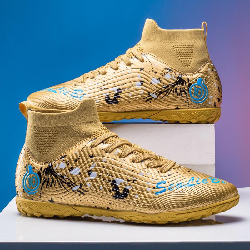New high-top football shoes with long broken nails Amazon men's and women's football shoes grass student training shoes