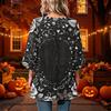 Women's Halloween Printed Casual Loose Fit Top with Three-Quarter Sleeves and Round Neck