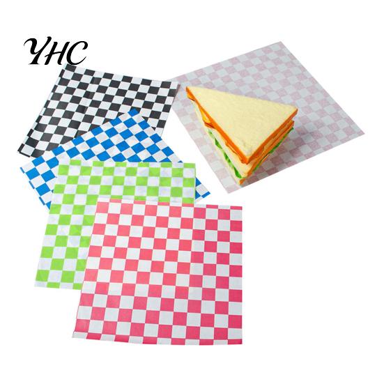 Paper Food Basket Liners 50Pcs Sandwich Wrappers Grease Resistant Deli for Classic Burger Wrapping Papers Checkered Burgers BBQs Parties Sheets Trays