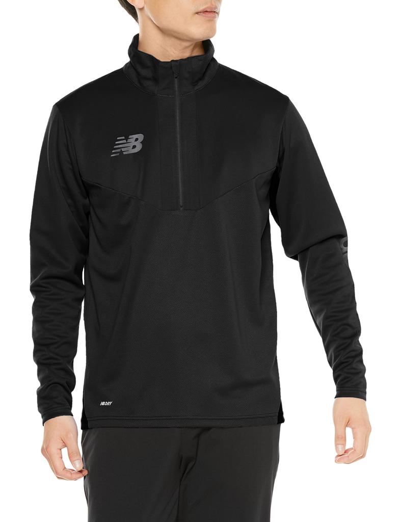 New Balance AMT25206 Soccer Jersey S Warm-up Half-Zip T-Shirt, Black,