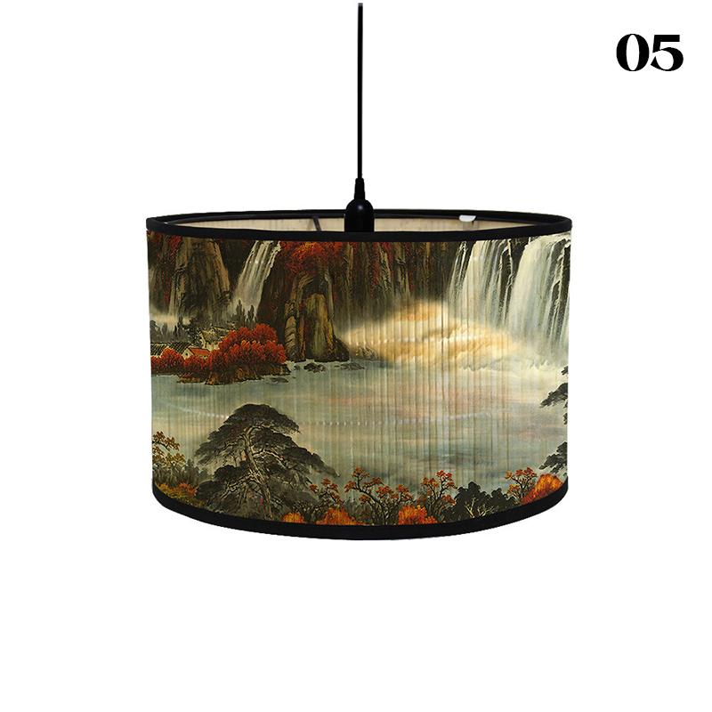 Chinese Retro Style Handmade Bamboo Lamp Shade  Flower Print Lampshade Home Decor Chandelier E27 Lampshade Crafts