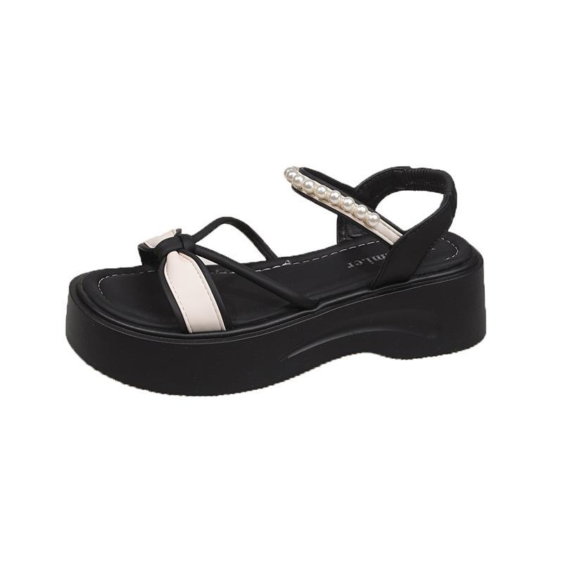 

Новые сандалии женские летние удобные толстые подошвы с юбками мягкие подошвы пляжная обувь женский тренд 40 чёрный