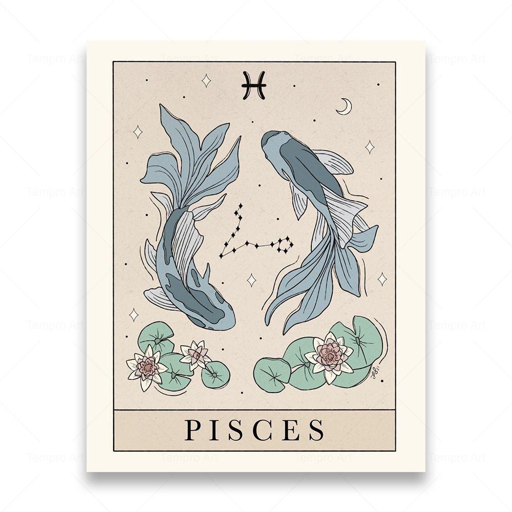 

Созвездие детская настенная живопись холст плакат карты Таро Астрология Бохо зодиакальный принт живопись картина эстетическое украшение комнаты 50x80cm No Frame