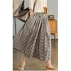 Pantaloni Casual Larghi a Vita Alta da Donna per la Primavera Pantaloni a Gamba Larga Eleganti a Quadri Pantaloni-Gonna