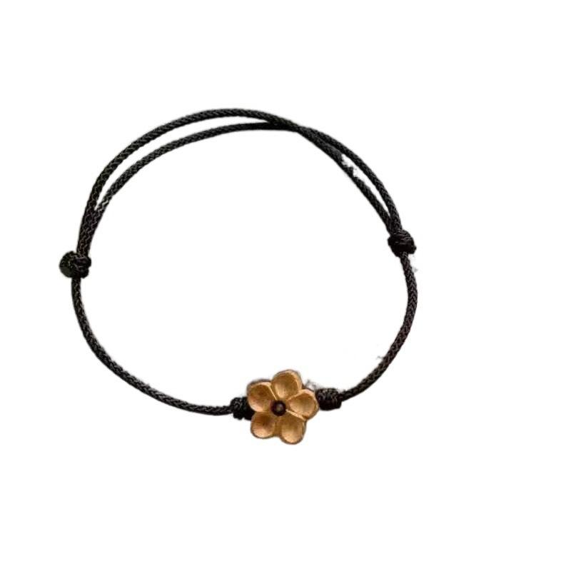 Mahagoni Armband, Kleine Blume Handseil, Weiblich Handgewebt Umschlag, Sicheres Pfirsichblütenrotes Seil, Geschenk.