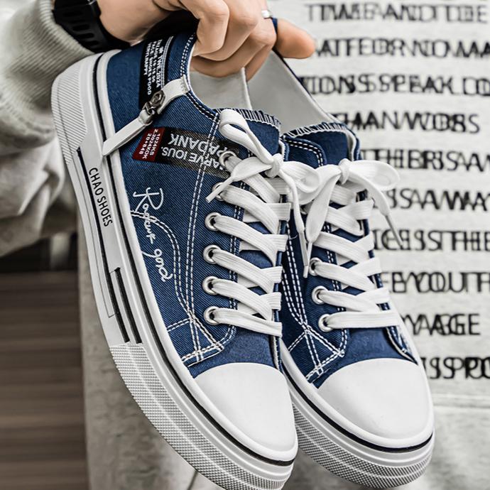 Herresko Sommersko med pustende stoff, allsidige klassiske stoffsko, lette, myksålede brettsko, herresko med lette såler