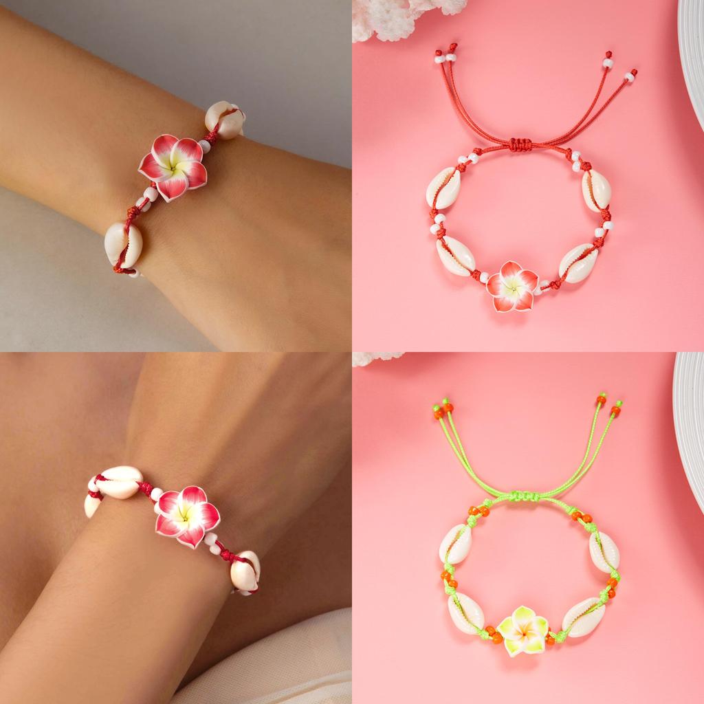 Elegant Soft Clay Floral Shell Necklace With Adjustable Chain For Holiday Gift And Casual Wear