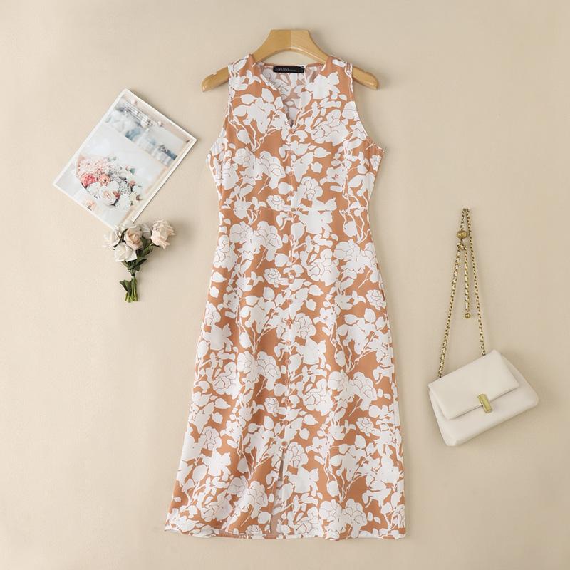 ZANZEA Women Summer V-Neck Casual Printing Sleeveless Dress