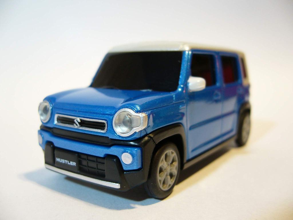 SUZUKI New Hustler Pullback Car Miniature Car Color Sample Brisk Blue Metallic White 2-Tone