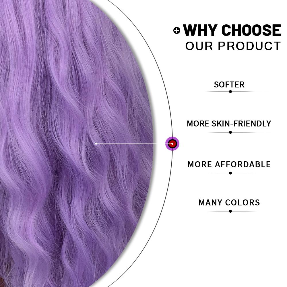 Purple Body Wave Synthetic Wigs For Women Long Ombre Cosplay Party Colorful Wig Natural Hair Heat Resistant Pelucas De Mujer
