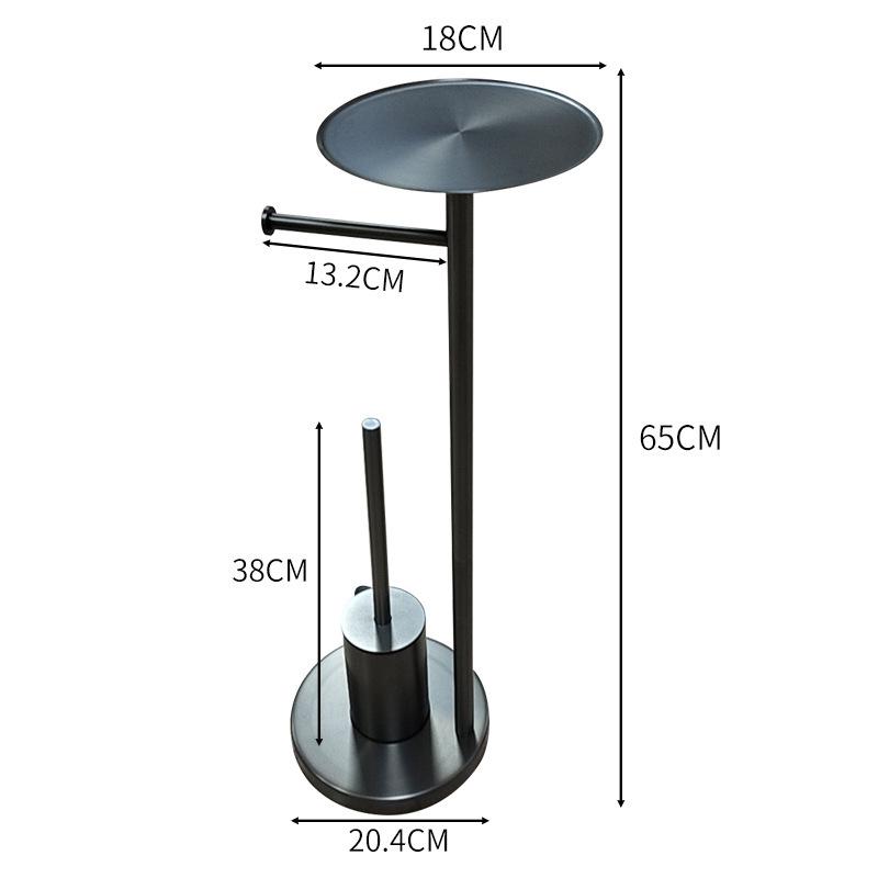 Bathroom Black Stainless Steel Odor-Proof Toilet Paper Holder and Floor Standing Storage Rack with Brush