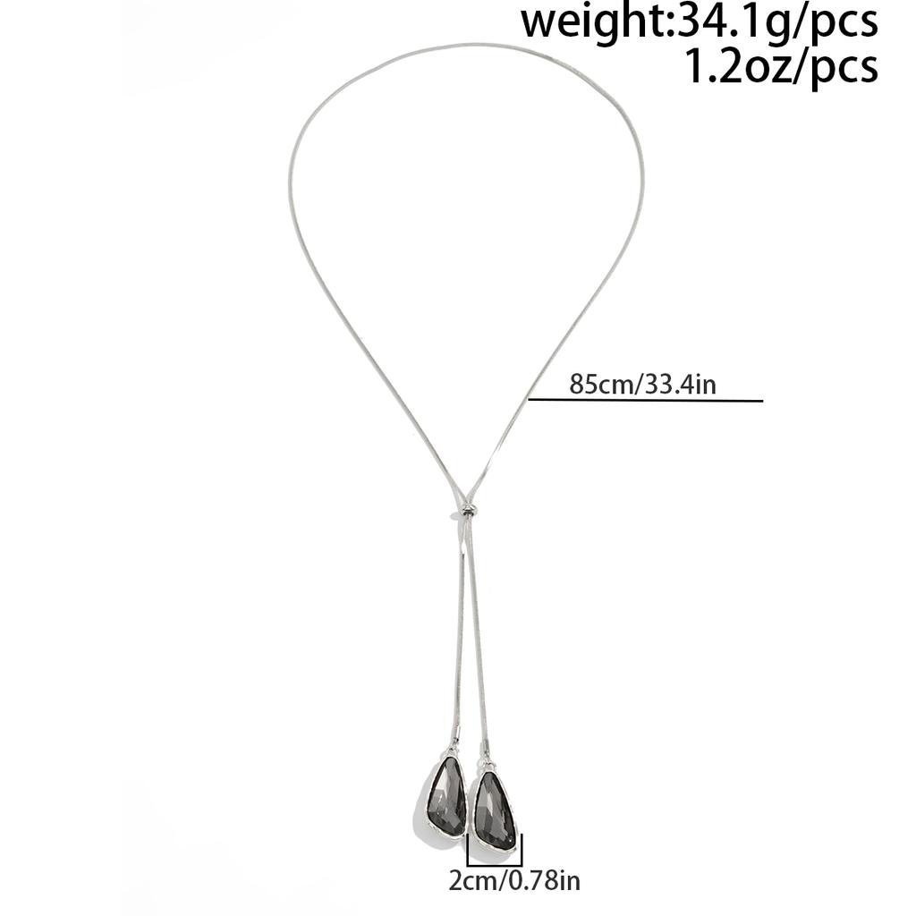 Ingemark 3 Styles Punk Trendy Acrylic Pendant Necklaces for Women Vintage Silver Color Long Neck Accessories Couple Jewellery