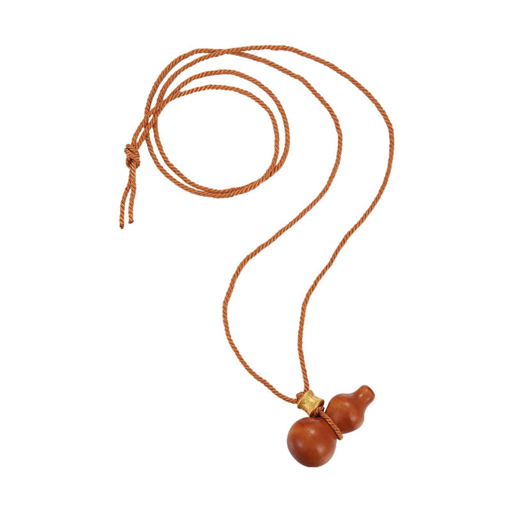 Handmade Wood Bottle Gourd Pendant Necklace Sweater Chain Wood Texture Suitable for Women Present with Adjustable Rope