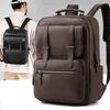 High Quality PU Leather Men's Backpack Solid Color Waterproof Computer Laptop Bag Durable Casual Travel Bag