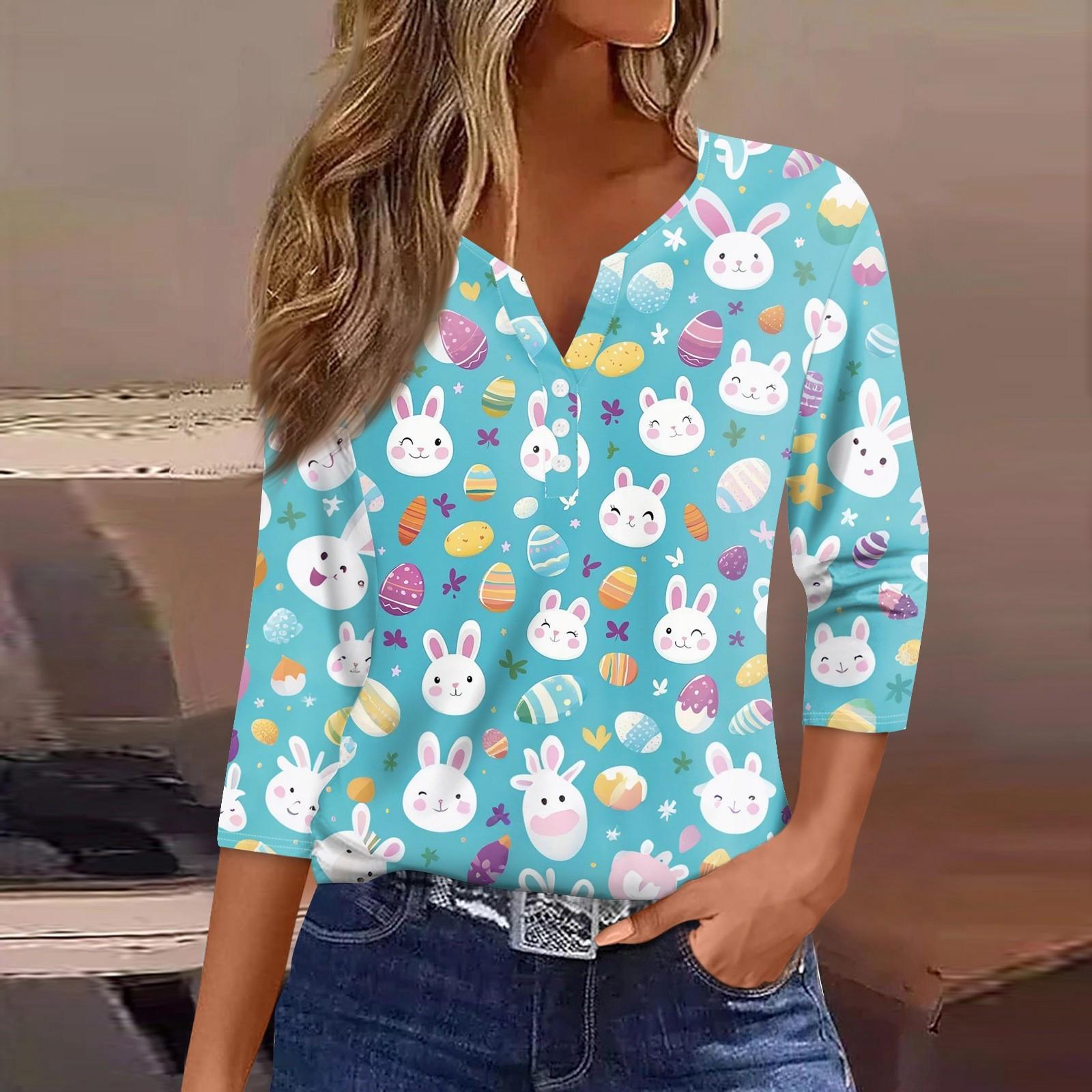 

Жен. Футболка С принтом Пуговицы Рукав 3/4 Повседневные Выходные Мода Классический Классический V-образный вырез Обычный Верх XL