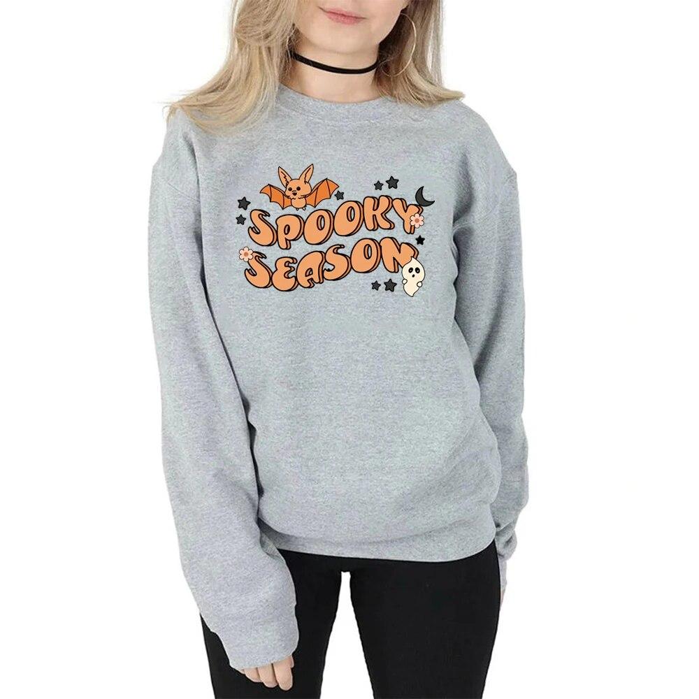 Unisex HoodieSpooky Season Sweatshirt Spooky Season Halloween Hoodie Cute Ghost Graphic Pullover Spooky Vibes Halloween Crewneck Sweatshirts