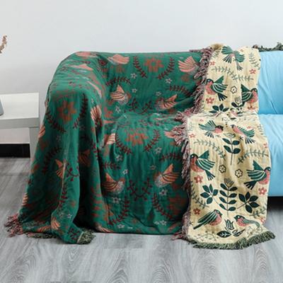 Couverture en mousseline d'été pour canapé, serviette de lit, double face, gaze, pompon, couverture de voyage respirante
