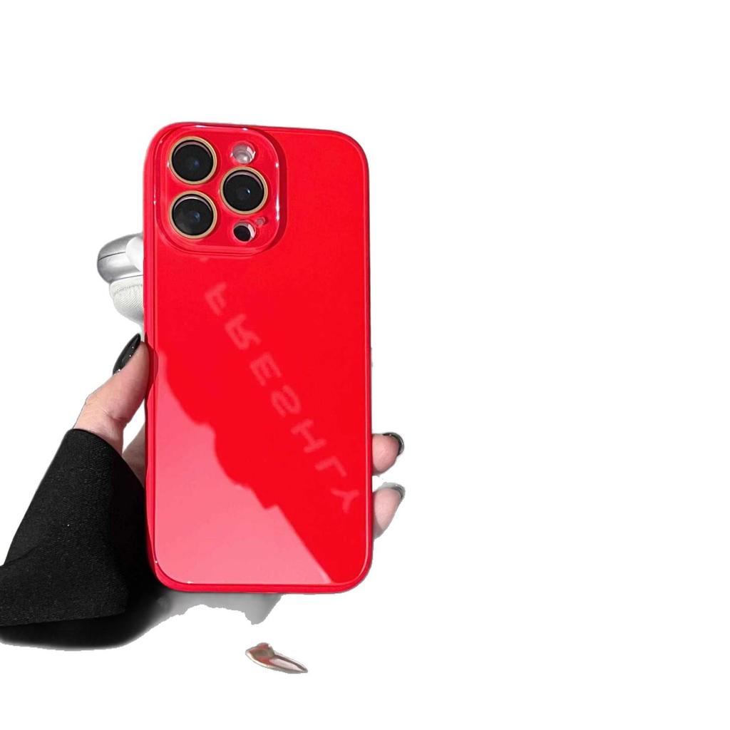 Chinese New Year Red iPhone 17 Pro/Max Glass Case - Fits iPhone 15/14/12/11, Solid Color
