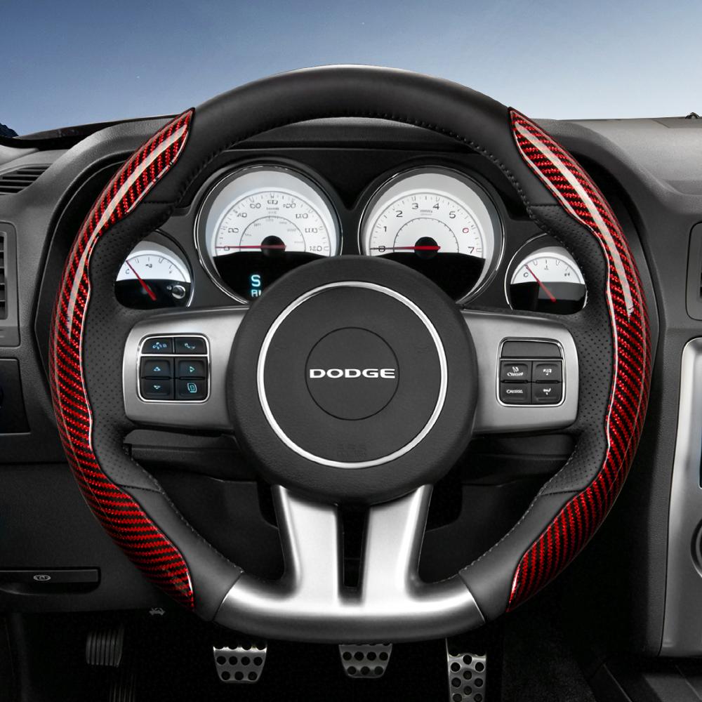 Suitable for Dodge Carbon Fiber Texture Steering Wheel Cover, Segmented Quick-Release Style, for Models Such as Charger, Durango, Hornet, Attitude