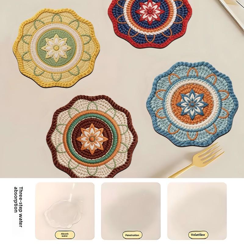 Bohemia Mandala Table Mat With 3d Textured Rubber Heat Resistant Non Slip For Dining Decor