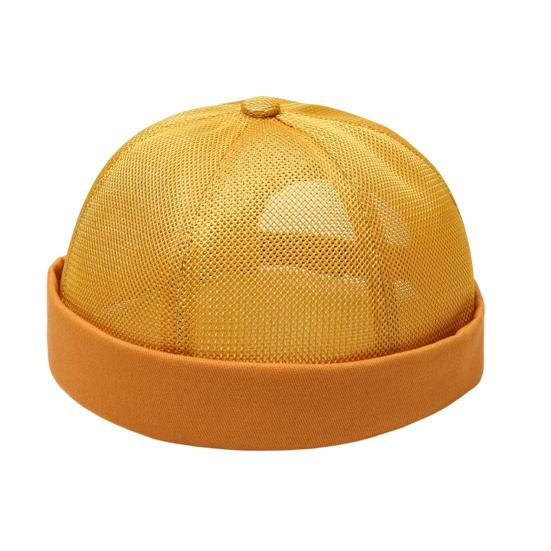 Brimless Melon Skin Hat, Elastic Edges 360 Degree Ventilation Summer Hat, Lightweight Breathable Mesh Cap for Men Women