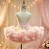 Girls' Princess Style Lotus Pink Rainbow Fluffy Tutu Skirt