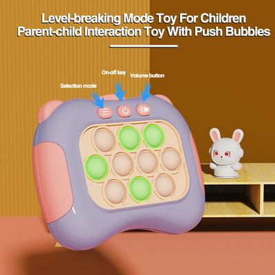 Cartoon Rabbit Push Bubble Game with Lanyard Light Up 4 Modes Handheld Funny Kids Adults Stress Relief Quick Press Bubble Sensory Fidget Toy