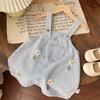 Girls Denim Overall Dress Set With Doll Collar Shirt Two Piece Outfit Stylish Kids Clothing Fashionable Toddler Girl Clothes