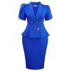 Women Plus Size Turn Down Collar Elegant Casual Two Piece Skirt Suit