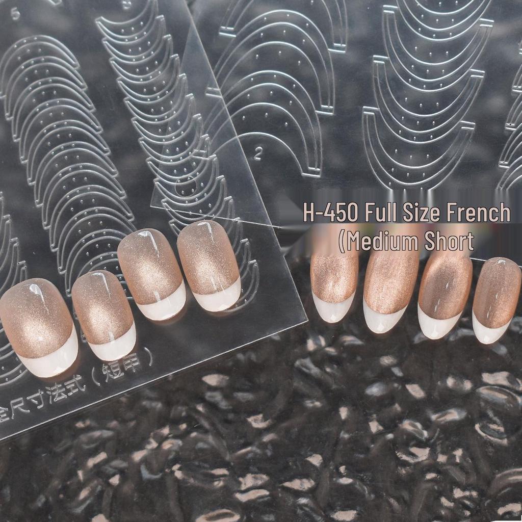 Ultra-Thin Transparent French Nail Art Templates - Hollow Stickers with Pat-on Glue