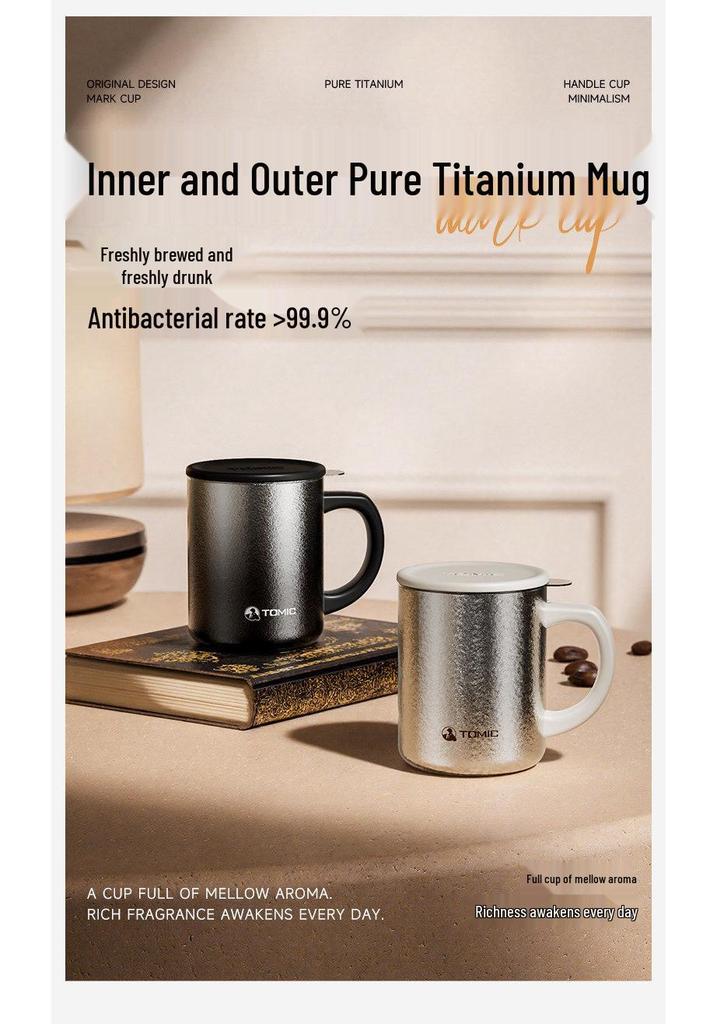 TeMeiKe Pure Titanium Mug with Lid - High-Quality Thermos for Coffee, Beer, or Water
