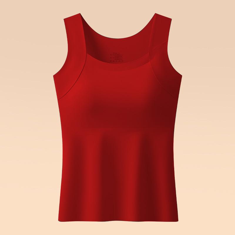 Women's Seamless Moisturizing Warm Vest - Autumn/Winter Base Layer with Fixed Cup