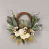 16 Inch Artificial Rattan Wreath with Flowers Lifelike Faux Hydrangea Wreath for Spring Summer Indoor Outdoor Home Wall Porch Farmhouse Decor