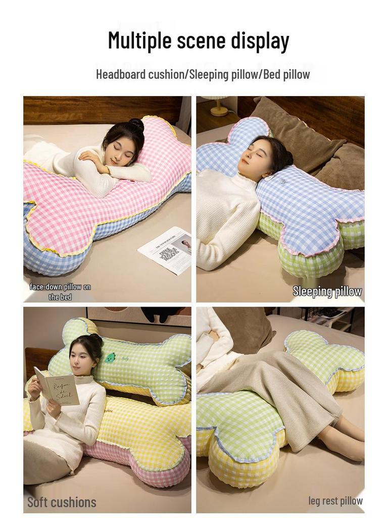 Cartoon Animal Plaid Long Throw Pillow for Bed, Sofa, Headboard & Side Sleeping.