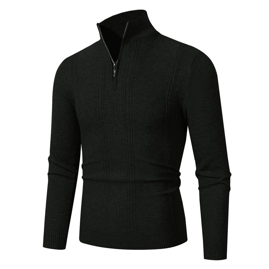 New Autumn and Winter Men's Zipper Turtleneck Cardigan Sweater Solid Color Fashion Casual Men's Sweater Jacket