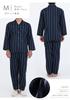 Kaitak Family Pajama Made in Japan by Japanese Long Cotton Sizes Navy Men's Shirt, Craftsmen, Sleeve, 100% Satin, Striped, Spring/Autumn, M/L (L,