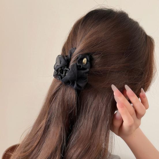 Hair Claw Clip Small Mesh Pleated Hair Claw Clip Lightweight Half-Tied Hair Accessory Strong Hold Non Slip Hair Clip for Women