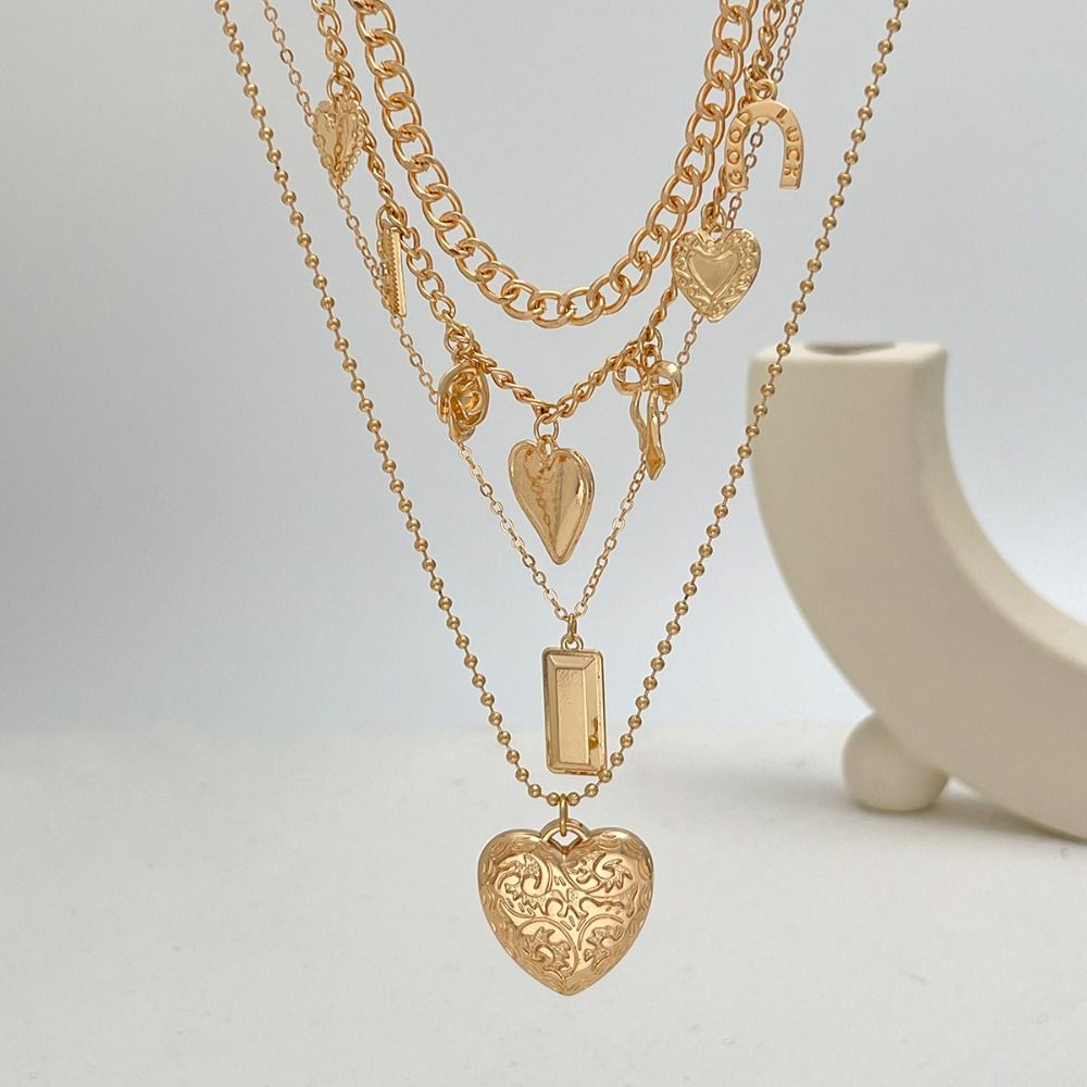 Heart Pendant Bohemia Style Necklace Starfish Pearl Beaded Necklace Clavicle Chain Women Beach