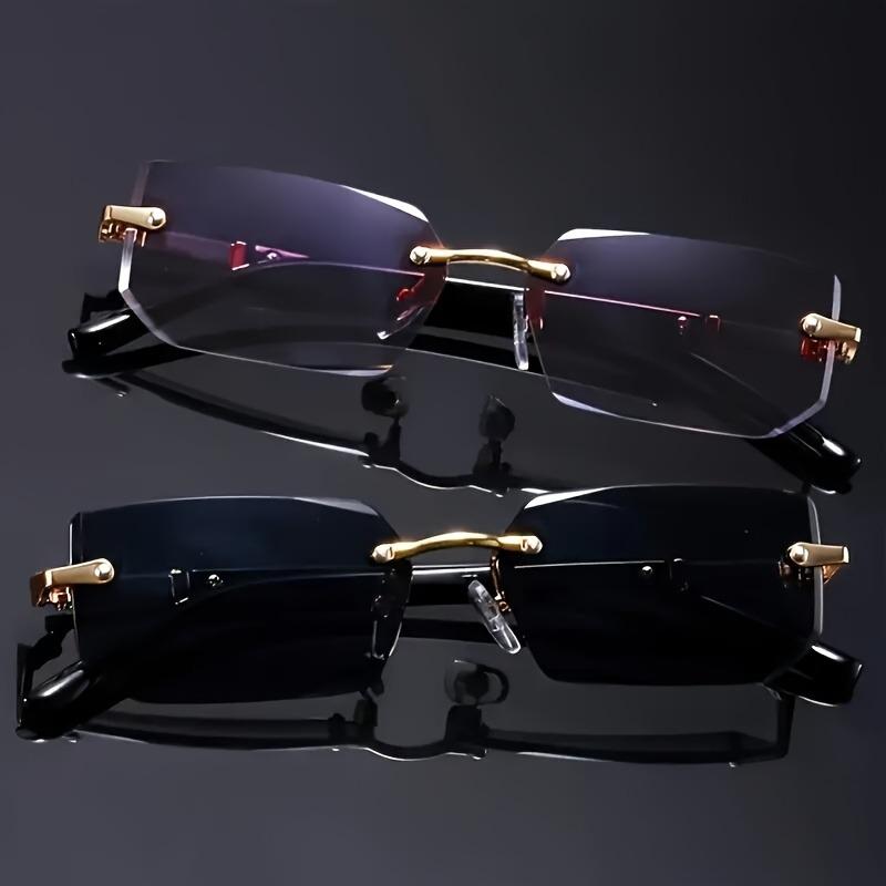 2 Pieces of Fashionable Glasses Set Retro Frameless Couple Metal Accessories Street Style and Daily Commuting Trend